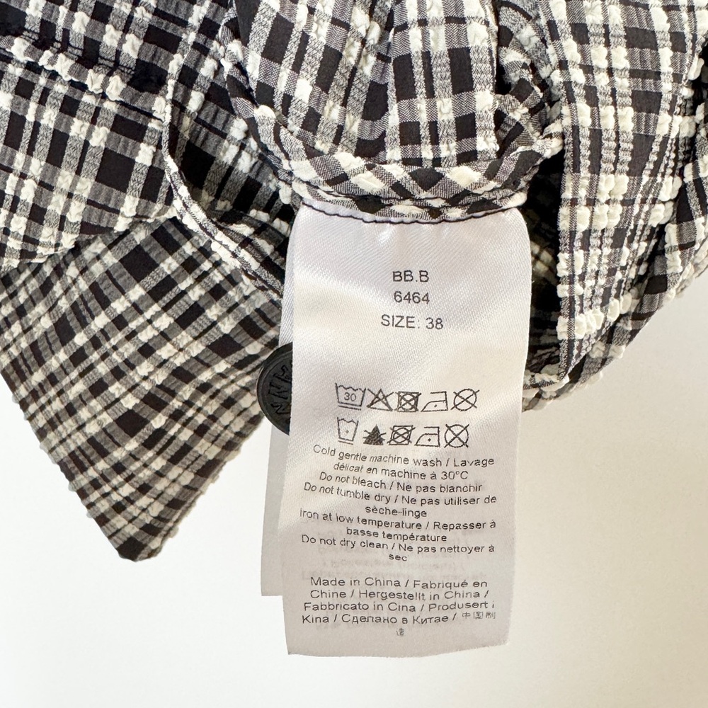 Ganni Ruched Seersucker Mini Dress In Plaid Print SZ 38/6 212 - Picture 6 of 11